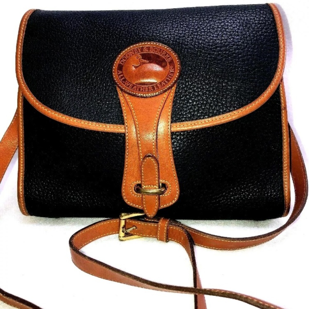 Dooney & Bourke Vintage Navy/Tan Pebbled Leather
